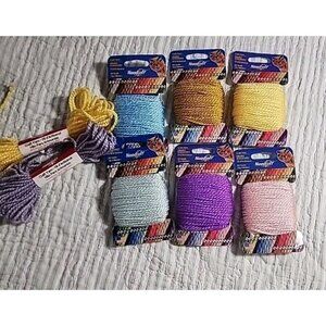 Needloft Plastic Canvas Yarn 20 YARDS LOT OF 6 NEW PLUS 10 Yds Yellow & Lilac